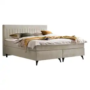 Boxxx Boxspringbett, Beige, Metall, H3, Höhe ca. 17 cm, 180x200 cm, Stoffauswahl, Topper durchgehend, Matratze in verschiedenen Härtegraden erhältlich, geteilt, Schlafzimmer, Betten, Doppelbetten
