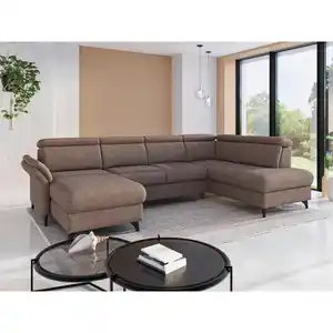 Sit & More Wohnlandschaft Glendale E, Cappuccino, Metall, 7,5-Sitzer, Ottomane rechts, U-Form, 321x193 cm, Goldenes M, Oeko-Tex® Standard 100, Made in Europe, DGM-Klimapakt, Armteil links, Rücken e
