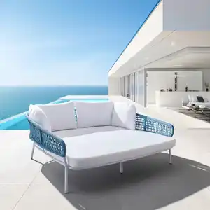 Sonnenliege Aisa Weiß/Türkis Aliminium/Outdoorstoff, Türkis, Weiß