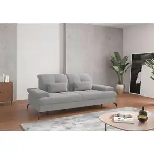 Sit & More 2,5-Sitzer, Hellgrau, Metall, 202x90x122 cm, Goldenes M, Oeko-Tex® Standard 100, Made in Europe, DGM-Klimapakt, Rücken echt, Armteil links, rechts, Wohnzimmer, Sofas & Couches, Sofas, 2-