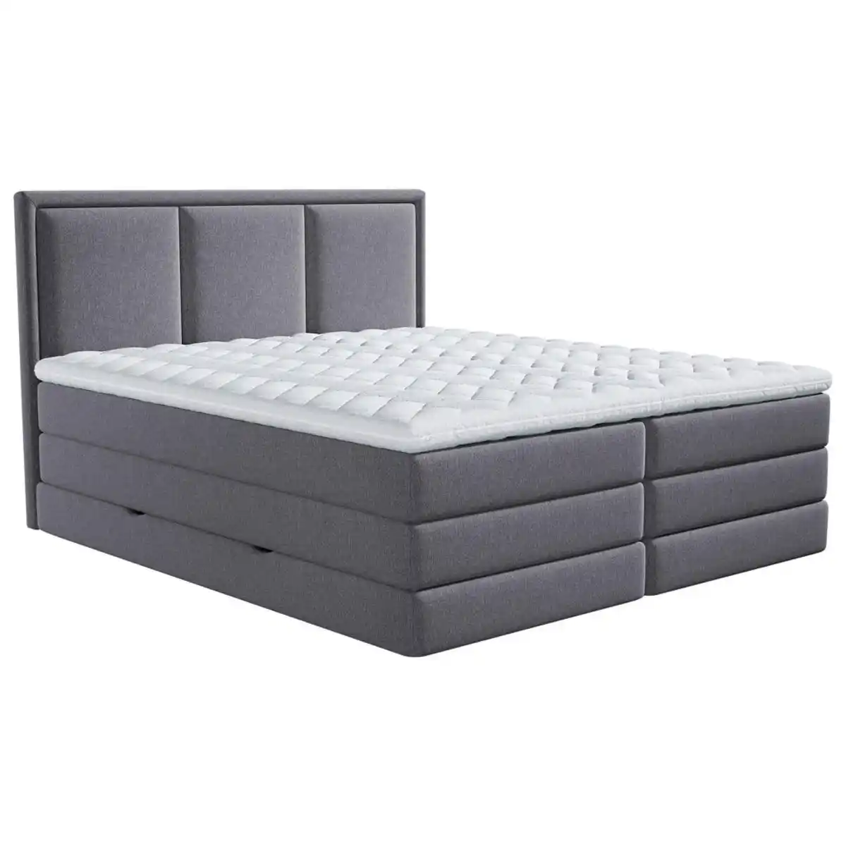 Bild 1 von Mid.you Boxspringbett, Dunkelgrau, Kunststoff, H2 + H3, 7-Zonen, Höhe ca. 18 cm, 200x200 cm, Bettkasten, gepolstertes Kopfteil, Topper durchgehend, Wendematratze mit unterschiedlichen Härtegraden,