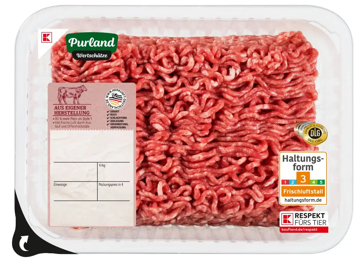 Bild 1 von K-PURLAND WERTSCHÄTZE Rinderhackfleisch, 500-g-Packg.