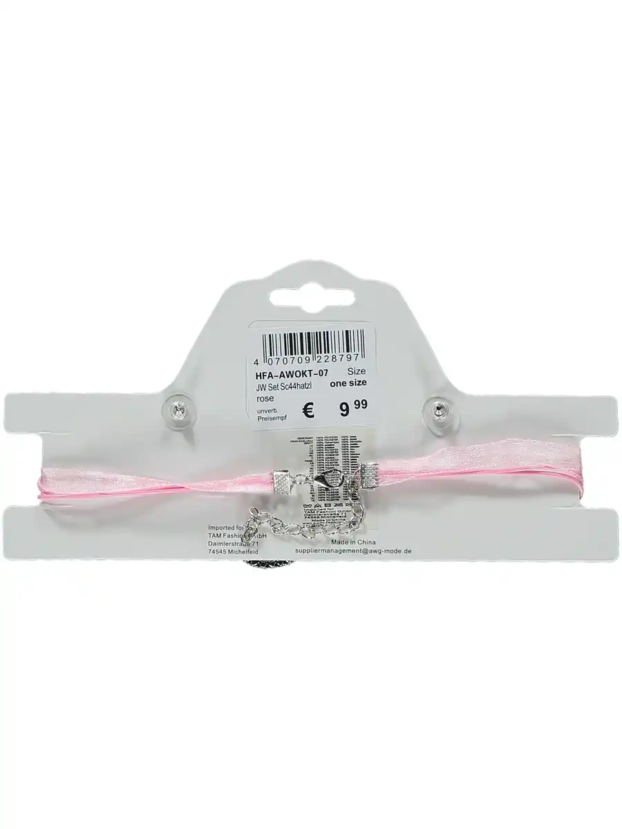 Bild 2 von Trachten Choker mit Herzanhänger und zwei passenden Ohrsteckern Rosa