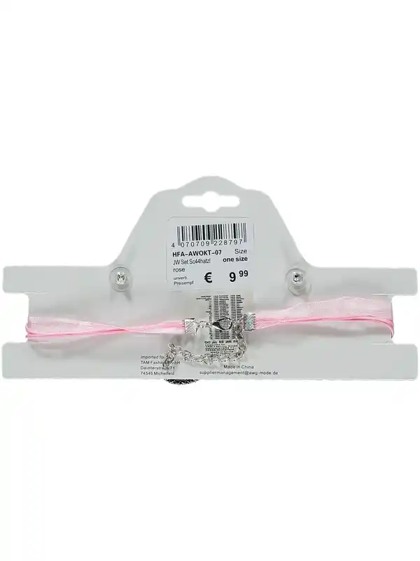 Bild 2 von Trachten Choker mit Herzanhänger und zwei passenden Ohrsteckern Rosa
