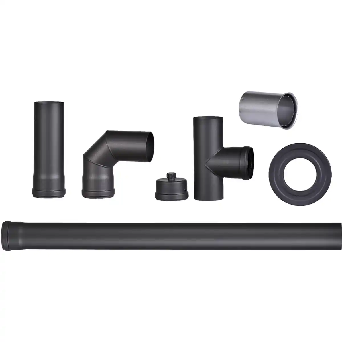 Bild 1 von Pelletofenrohr-Set 80mm 7-teilig schwarz