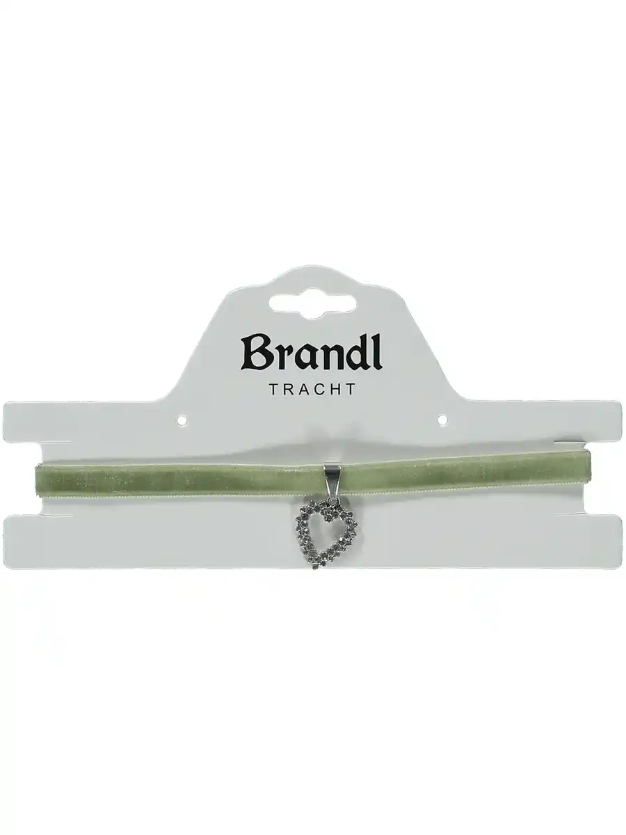 Bild 1 von Trachten Choker mit Herzanhänger aus Strass Grün