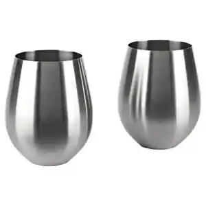 CROFTON Edelstahl Becher, 2er-Set, Becher gebürstet