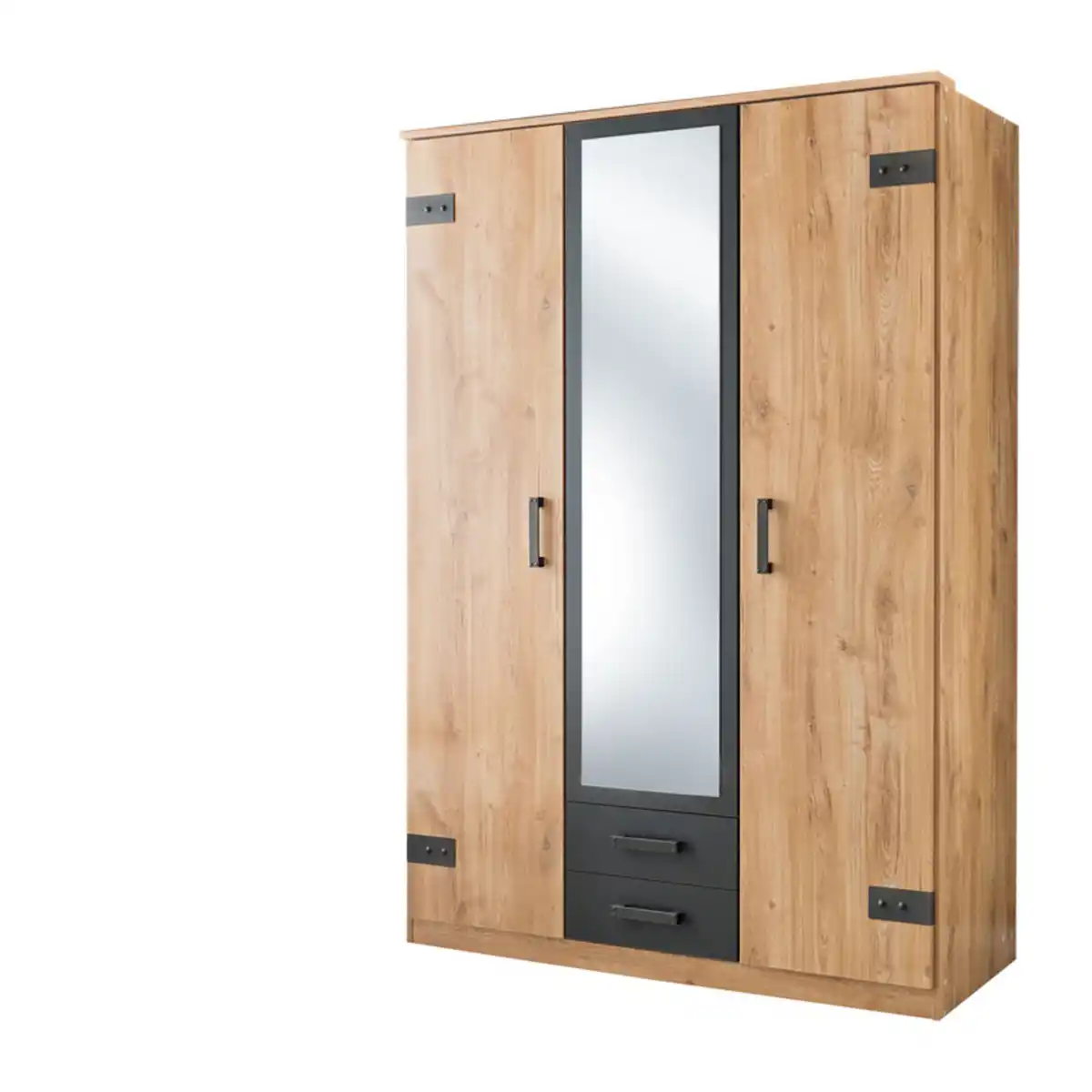 Bild 1 von Drehtürenschrank Cork Plankeneiche Nachbildung/Absetzung Graphit Nachbildung