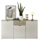 Bild 1 von Sideboard  Ina 180 x 90 x 45 cm Cashmere supermatt/Absetzung Riva-Eiche-Dekor, Leistenoptik Riva-Eiche-Dekor gefräst