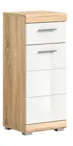 Unterschrank Lambada 37x88x31 cm Eiche hell Sonoma / weiß Hochglanz