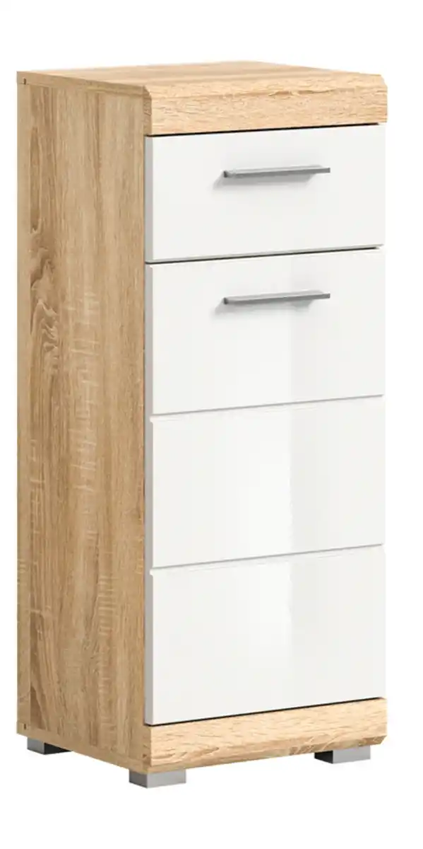 Bild 1 von Unterschrank Lambada 37x88x31 cm Eiche hell Sonoma / weiß Hochglanz