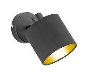 Retrofit Wandlampe mit Spot Tommy schwarz goldfarbig 12x19cm 17,6cm Metall Textil verstellbar