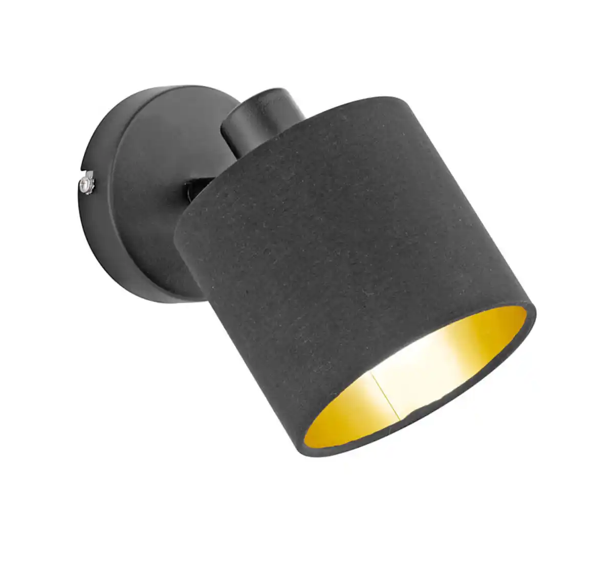 Bild 1 von Retrofit Wandlampe mit Spot Tommy schwarz goldfarbig 12x19cm 17,6cm Metall Textil verstellbar