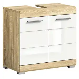 Waschbeckenunterschrank Lambada 60x56x34 cm Eiche hell Sonoma/ weiß Hochglan
