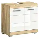 Bild 1 von Waschbeckenunterschrank Lambada 60x56x34 cm Eiche hell Sonoma/ weiß Hochglan