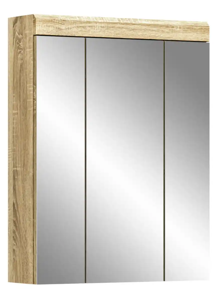 Bild 1 von Spiegelschrank Lambada 60x79x18 cm Eiche hell Sonoma / Spiegelglas