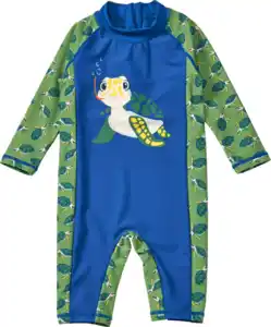 PUSBLU Badeoverall mit Schildkröten-Motiv, blau + grün, Gr. 98/104, 1 St