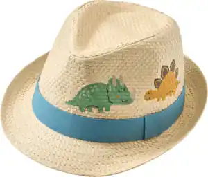PUSBLU Strohhut mit Dino-Motiv, beige, Gr. 48/49, 1 St