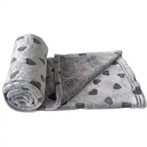 Nobby Hundedecke Fleece Heart 100 x 75 cm grau