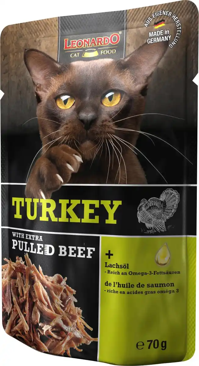 Bild 1 von Leonardo Katzennassfutter pulled Beef und Turkey 70 g