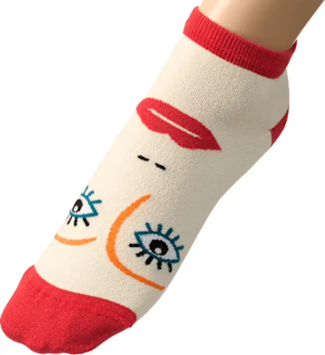 Bild 4 von Fascino Sneakersocken mit Bio-Baumwolle & Gesicht-Motiv beige Gr. 35-38, 1 St