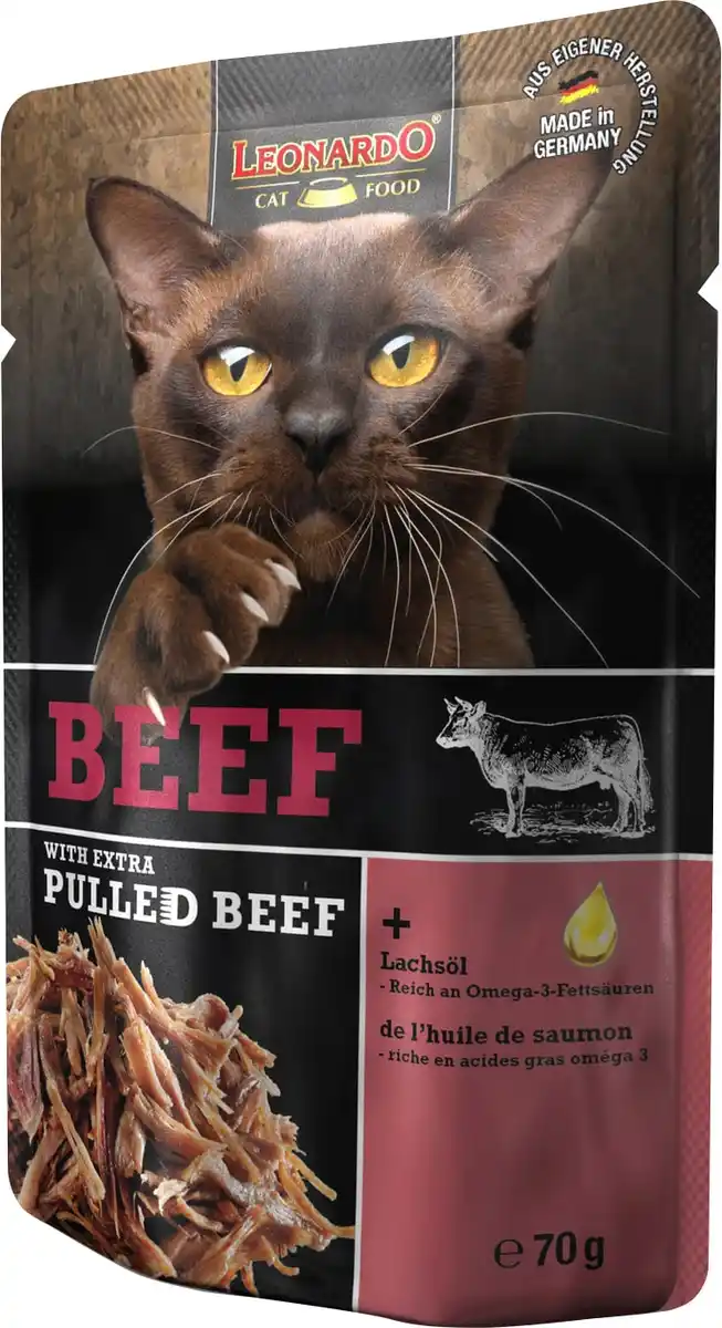 Bild 1 von Leonardo Katzennassfutter pulled Beef und Beef 70 g