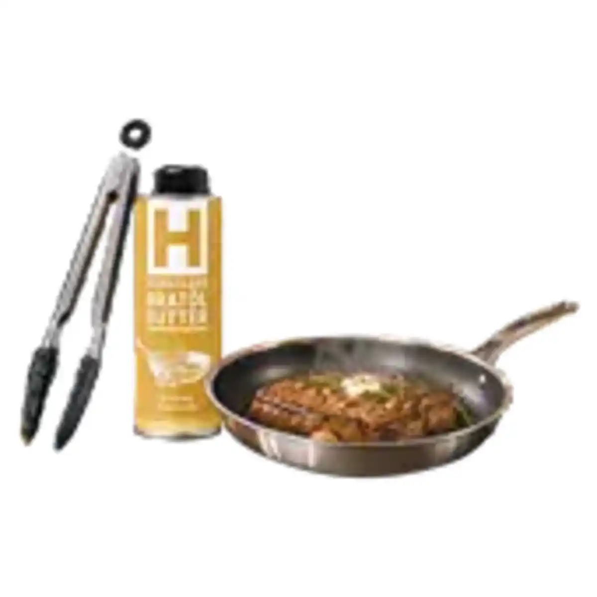 Bild 1 von HENSSLERS Pfanne inkl. Grillzange & HENSSLERS Bratöl mit Butter 500 ml