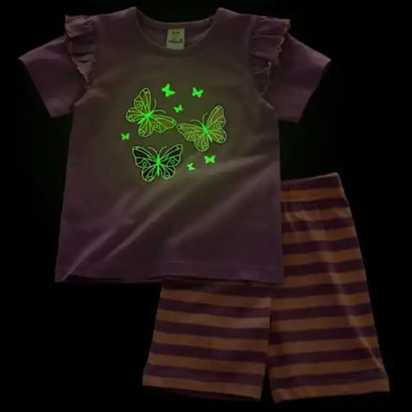 Bild 2 von ALANA Schlafanzug mit Glow-in-the-Dark Schmetterlings-Motiv, lila, Gr. 98, 1 St