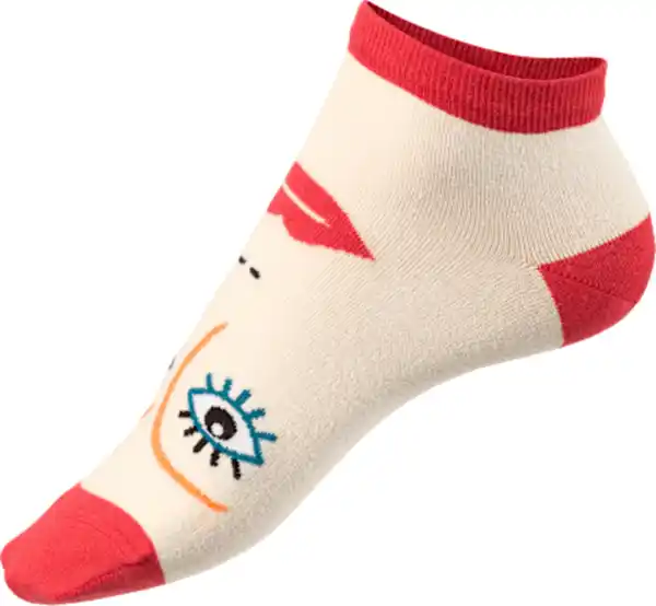 Bild 3 von Fascino Sneakersocken mit Bio-Baumwolle & Gesicht-Motiv beige Gr. 35-38, 1 St