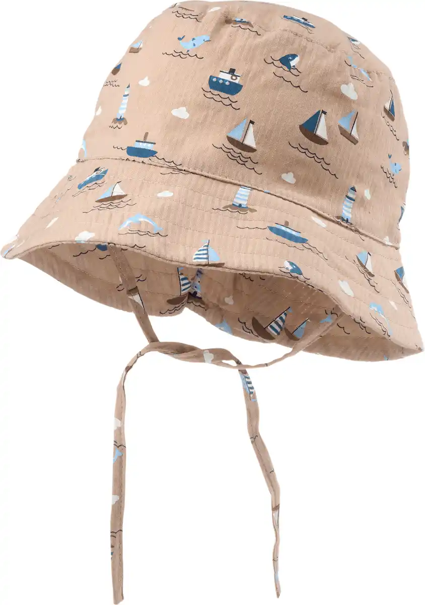 Bild 1 von ALANA Hut mit Schiffs-Muster aus Musselin, beige, Gr. 48/49, 1 St