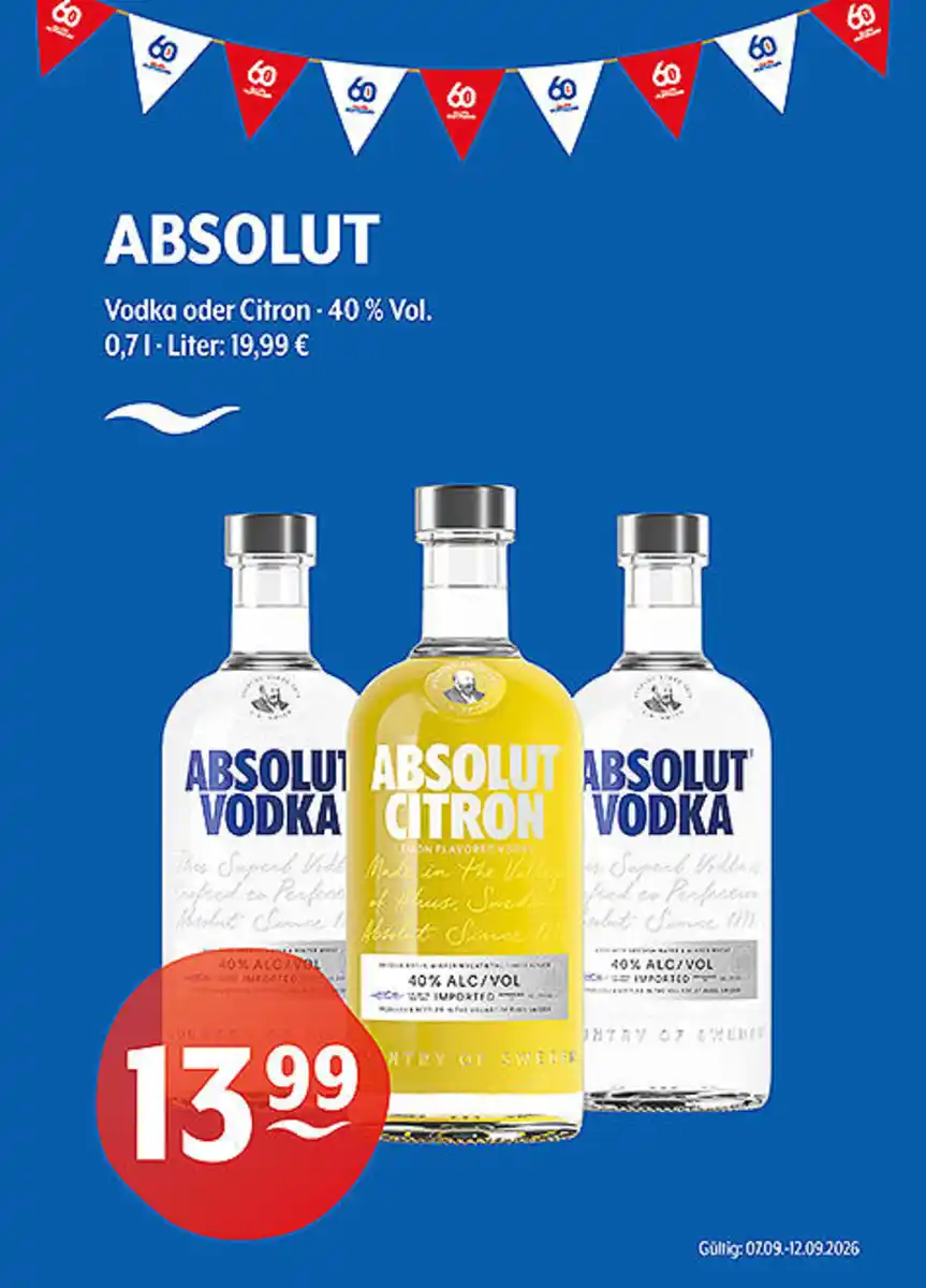 Bild 1 von ABSOLUT Vodka oder Citron 40 % Vol.