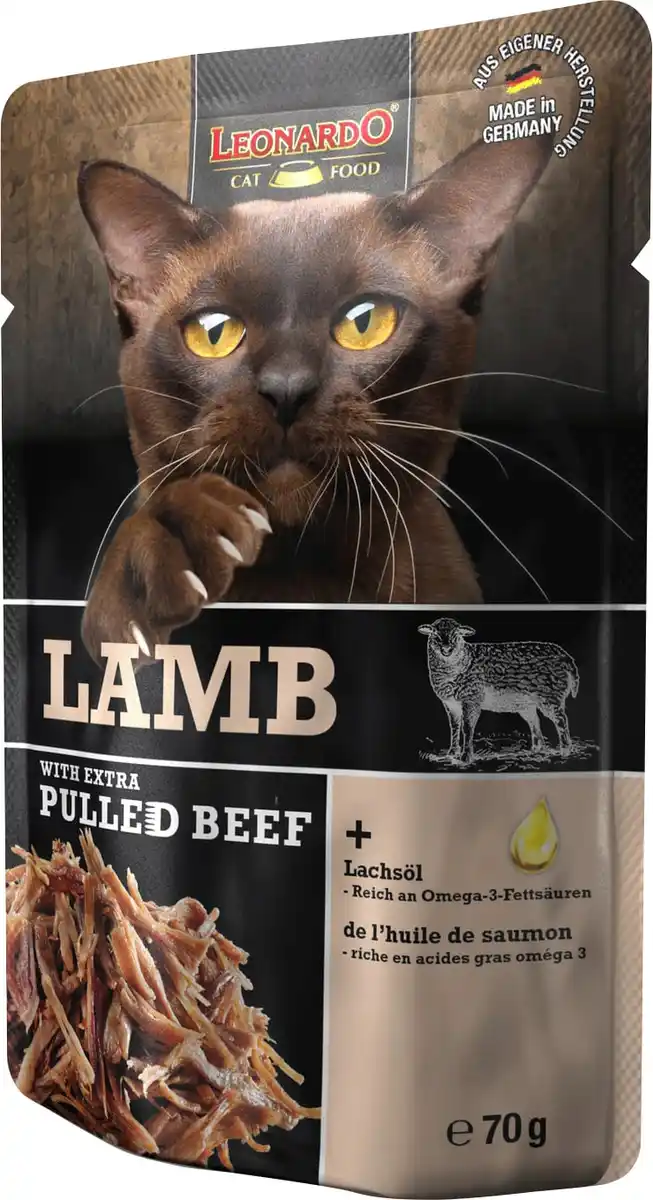 Bild 1 von Leonardo Katzennassfutter pulled Beef und Lamb 70 g