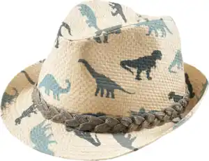 PUSBLU Strohhut mit Dinosaurier-Muster, beige, Gr. 54/55, 1 St