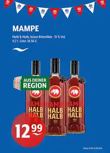 MAMPE Halb & Halbfeiner Bitterlikör31 % Vol.