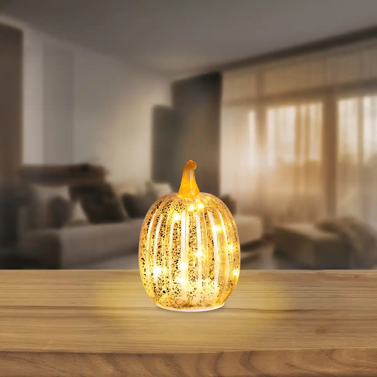Bild 1 von LED-Glas-Kürbis mit Timerfunktion, ca. 11x16 cm