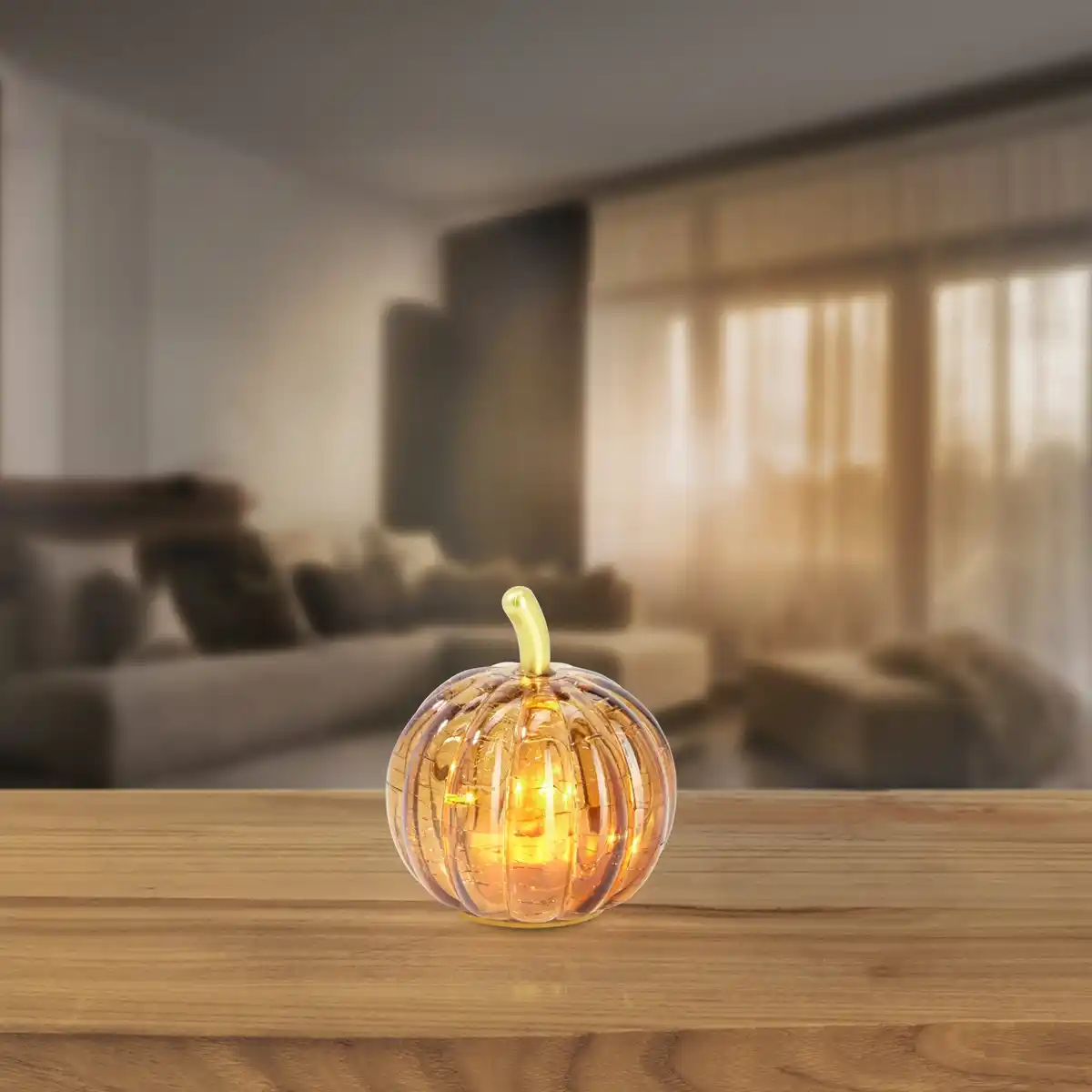 Bild 1 von LED-Kürbis aus Glas, Ø ca. 7,5 cm