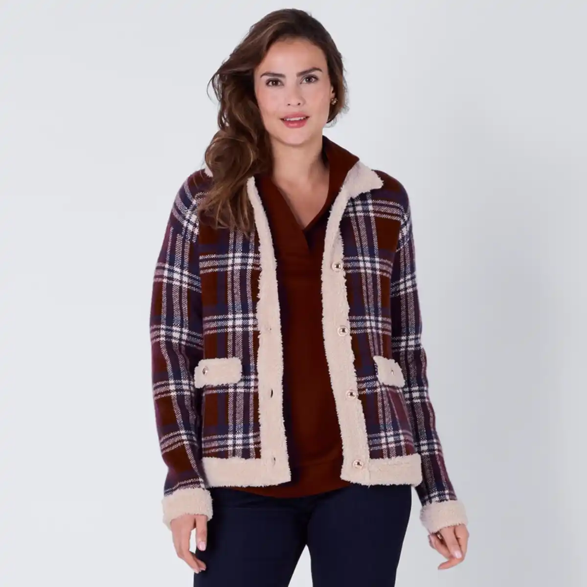 Bild 4 von Damen-Strickjacke mit Kunstfell-Details