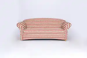 Better Home 3-Sitzer Sofa Loretta, ca. 204 x 83 x 85 cm – Rot gestreift & Blumenmuster
