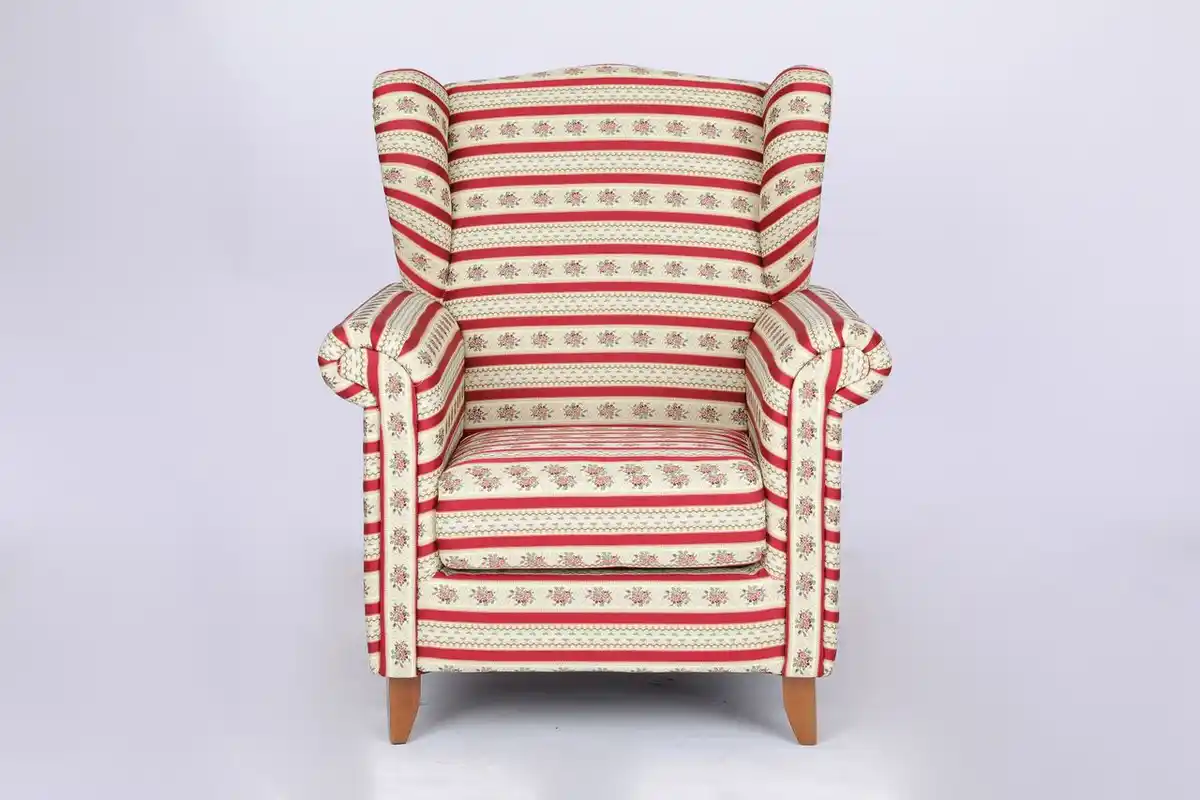 Bild 1 von Better Home Polstersessel Loretta, ca. 86 x 81 x 105 cm – Rot gestreift & Blumenmuster