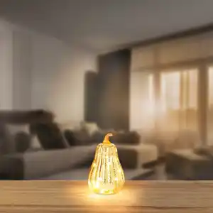 LED-Glas-Kürbis mit Timerfunktion, ca. 12x19 cm