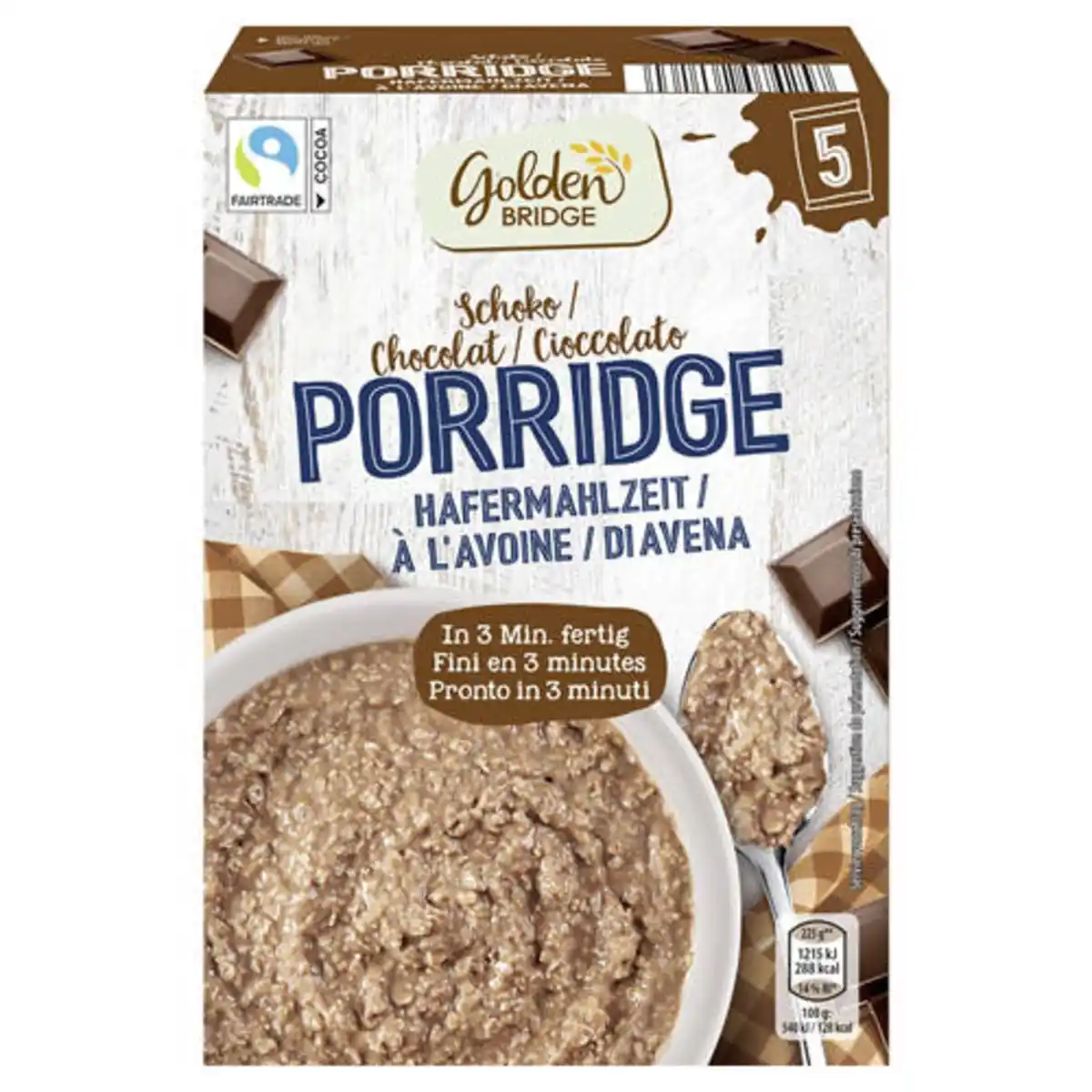 Bild 1 von GOLDEN BRIDGE Porridge 325 g, Schokolade