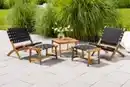 Bild 2 von GreenYard 5tlg. Gartenmöbel-Set Bistrotisch mit 2 Stühlen und Ottomane in Holzoptik