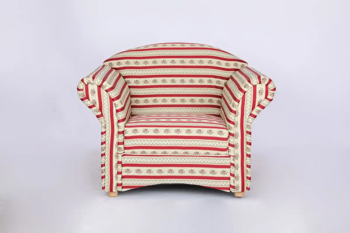 Bild 1 von Better Home Polstersessel Loretta, ca. 110 x 84 x 84 cm – Rot gestreift & Blumenmuster