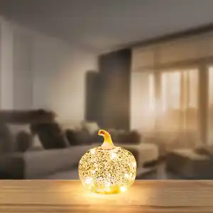 LED-Glas-Kürbis mit Timerfunktion, ca. 12x13 cm