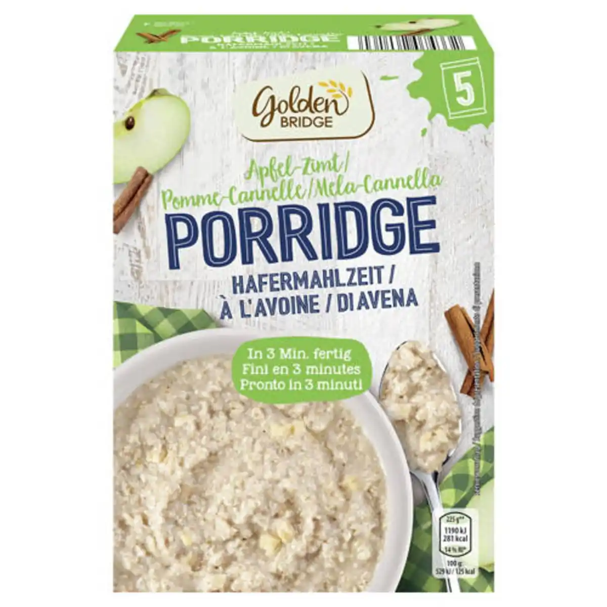Bild 1 von GOLDEN BRIDGE Porridge 325 g, Apfel-Zimt