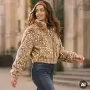 Bild 1 von Damen-Kunstpelz-Jacke mit Stehkragen