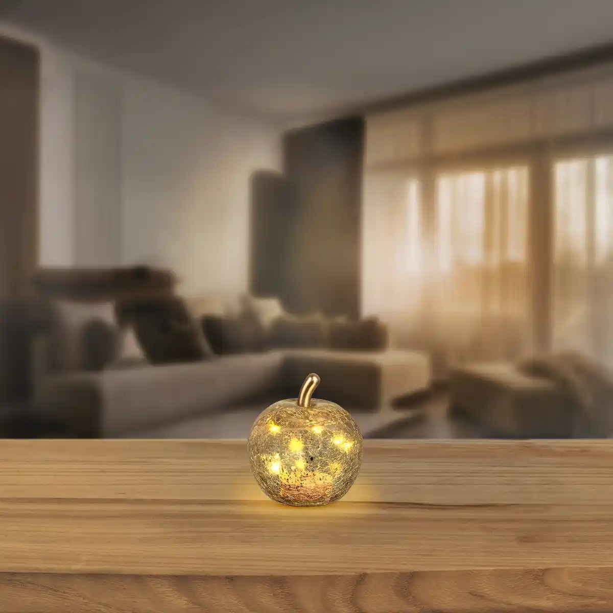 Bild 1 von LED-Apfel aus Crackle-Glas, Ø ca. 7,5 cm