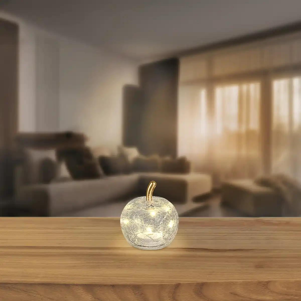 Bild 1 von LED-Apfel aus Crackle-Glas, Ø ca. 7,5 cm