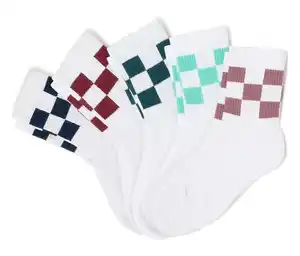 5 Paar Kinder-Tennissocken, Schachbretteinstrick