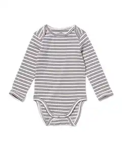 Mitwachsender Babystrampler LENZING™ ECOVERO™, gerippt, Streifen eierschalenfarben